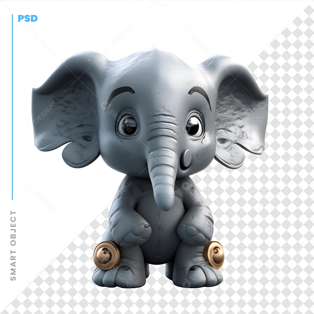 Elefante Personagem 3D Para Composição PSD