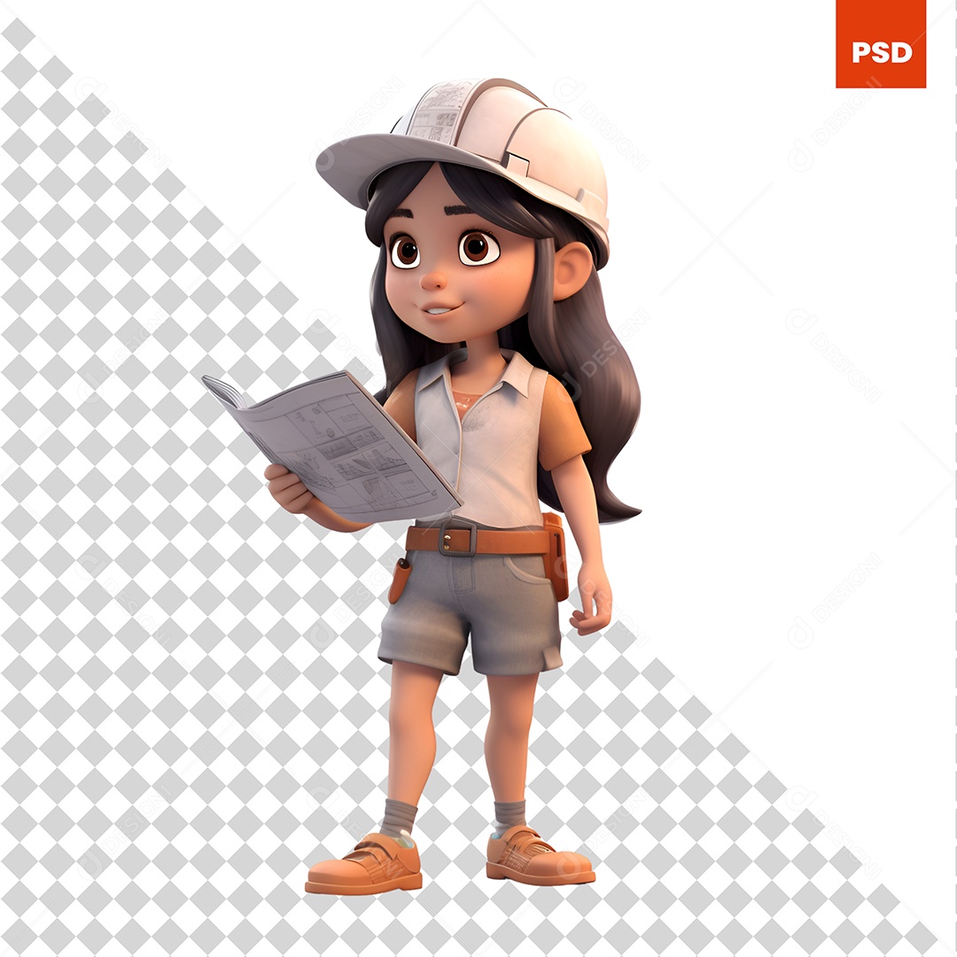 Engenheira Personagem 3D Para Composição PSD