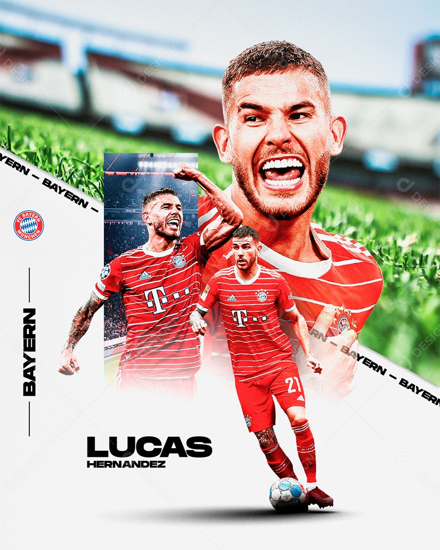 Flyer Futebol Bayern Jogador Lucas Hernandes Social Media PSD Editável