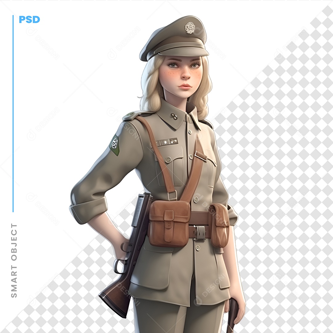 Mulher Policial Personagem 3D Para Composição PSD