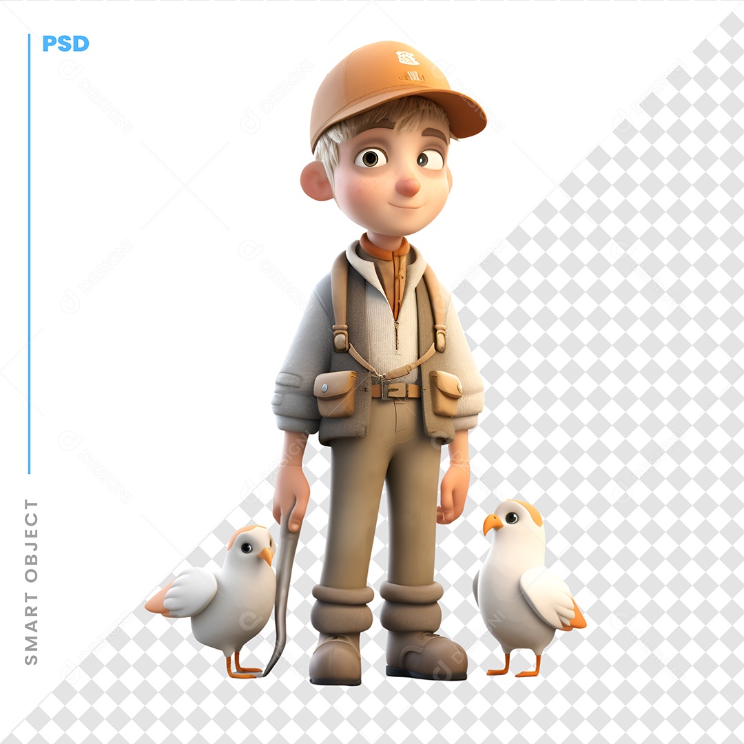 Fazendeiro Personagem 3D Para Composição PSD