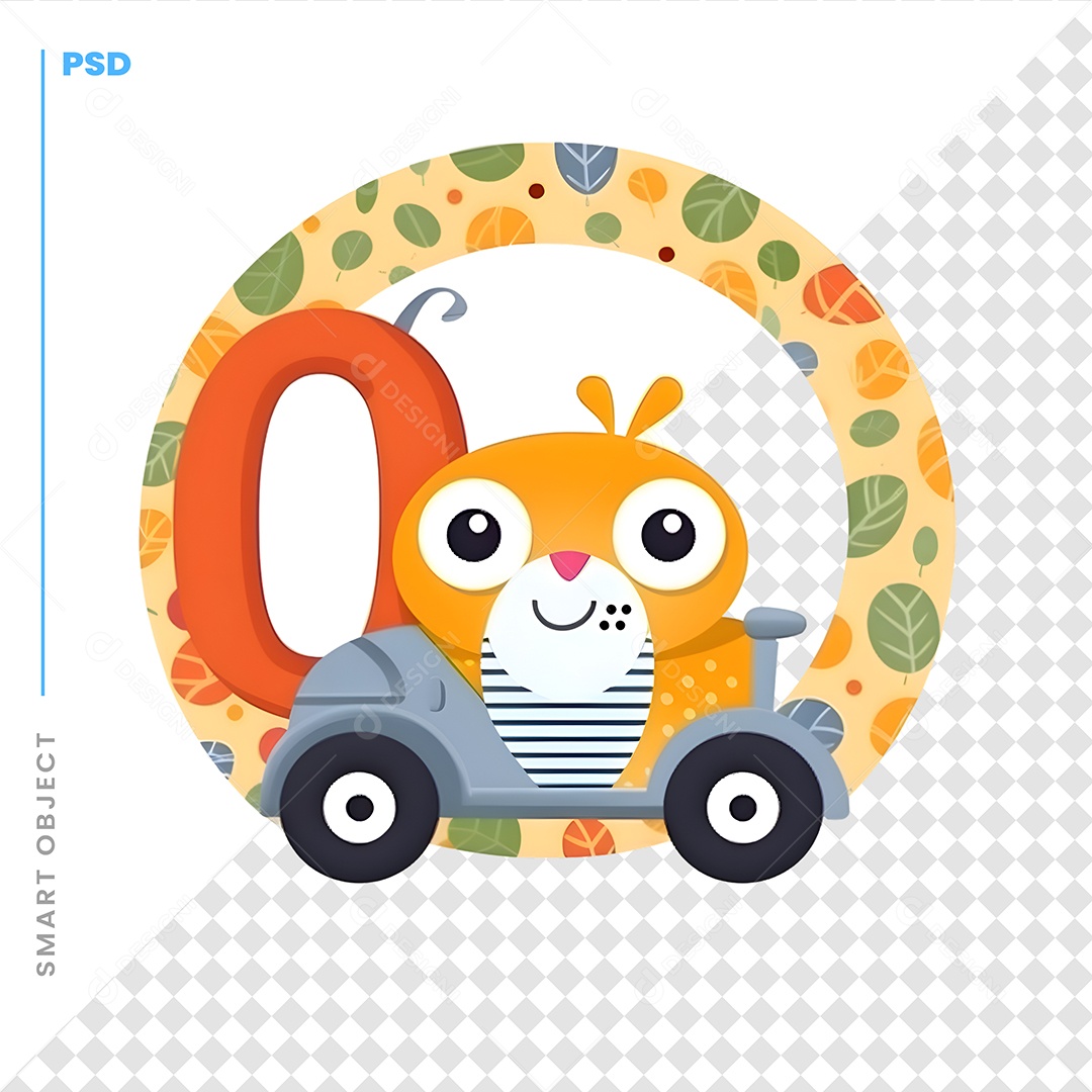 Alfabeto Animal Bonito Q Letra  Estilo Cartoon Ilustração Vetorial PSD