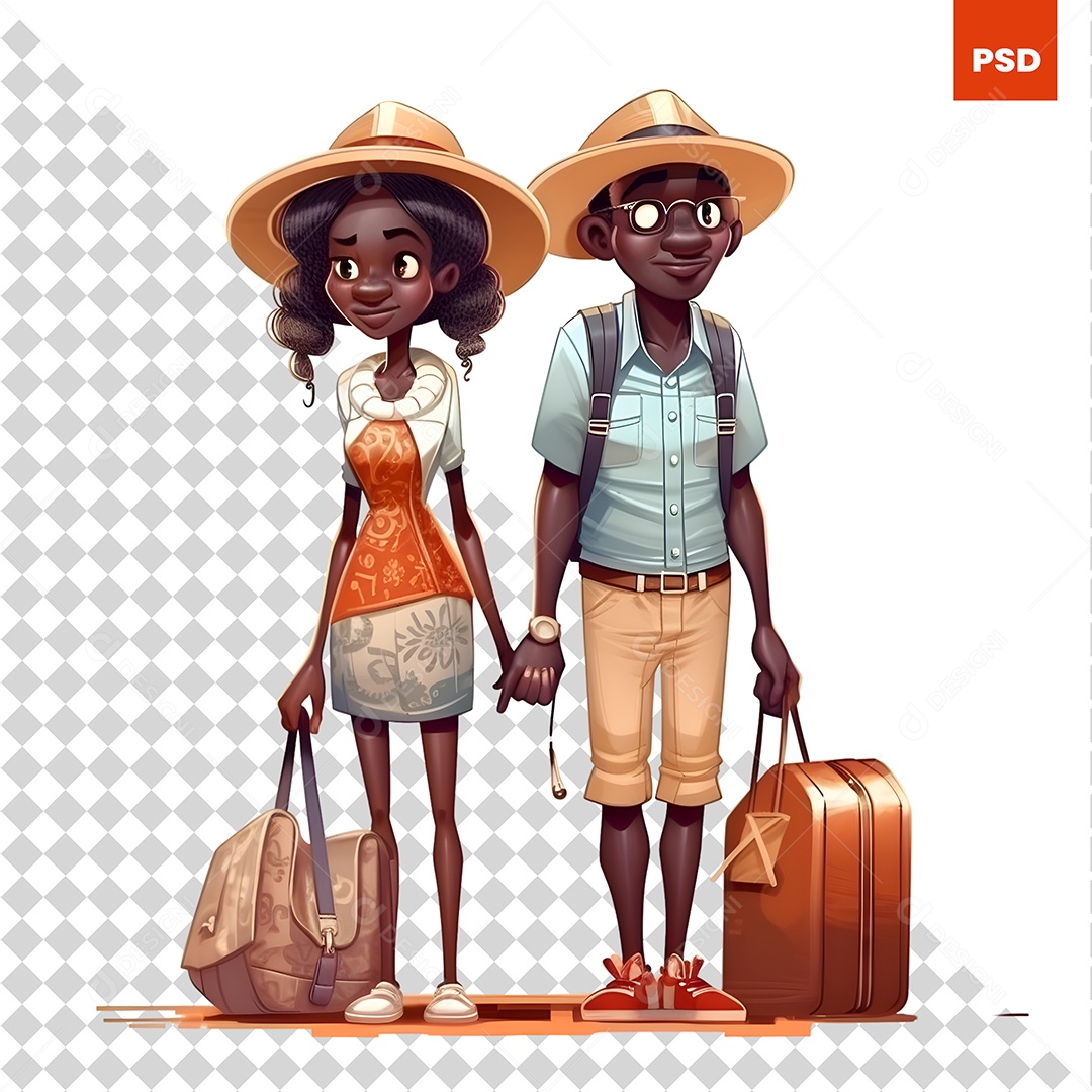 Casal Personagem 3D Para Composição PSD