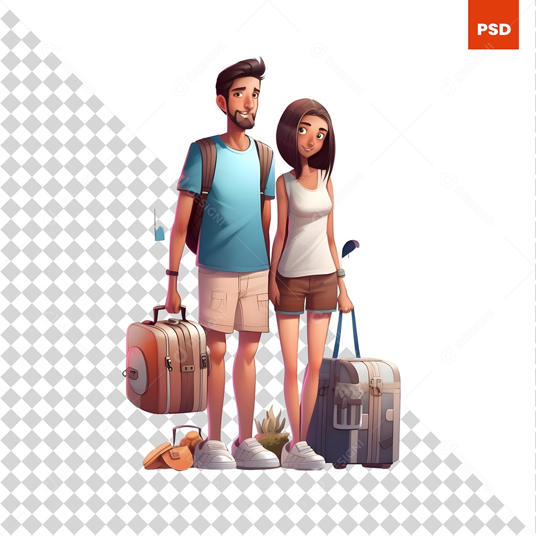 Casal Personagem 3D Para Composição PSD