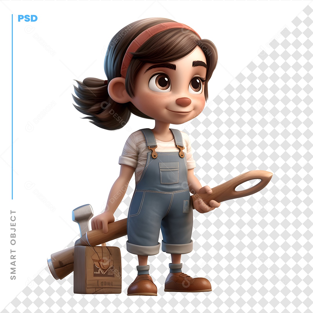 Menina Personagem 3D Para Composição PSD