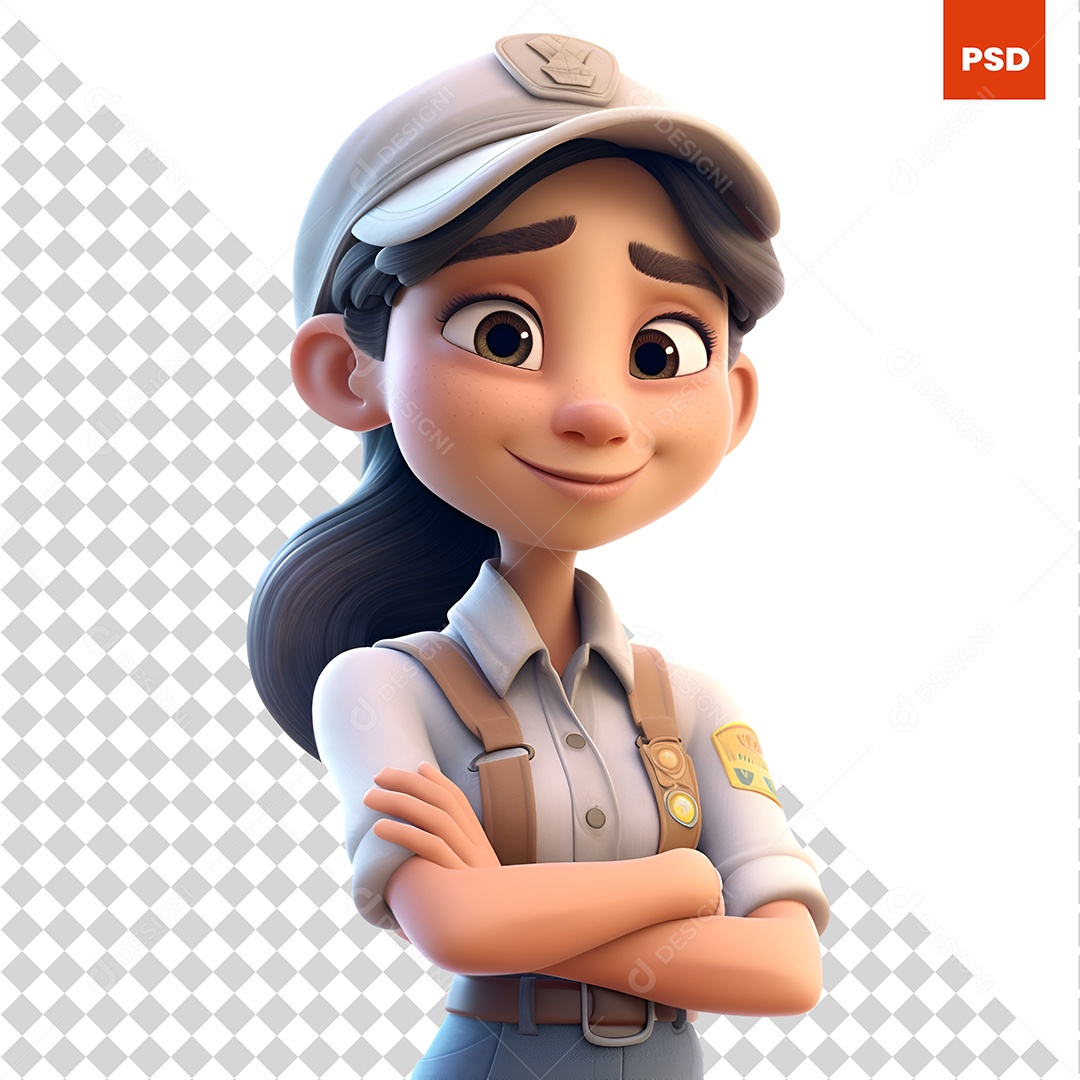 Mulher Personagem 3D Para Composição PSD
