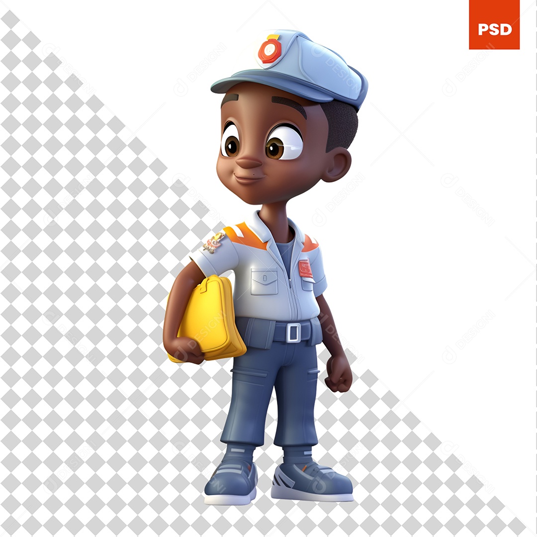 Carteiro Personagem 3D Para Composição PSD