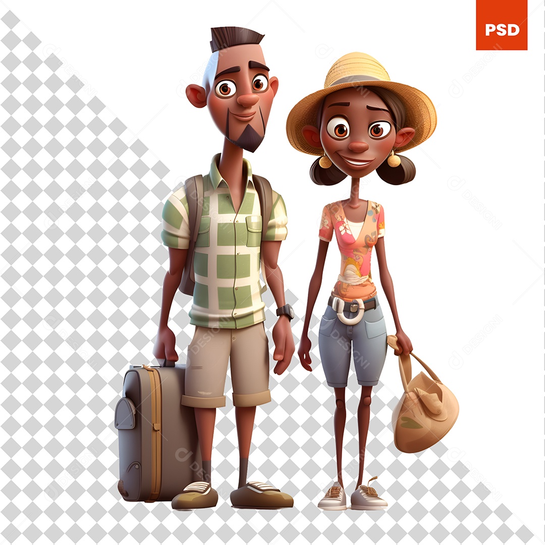 Casal Personagem 3D Para Composição PSD