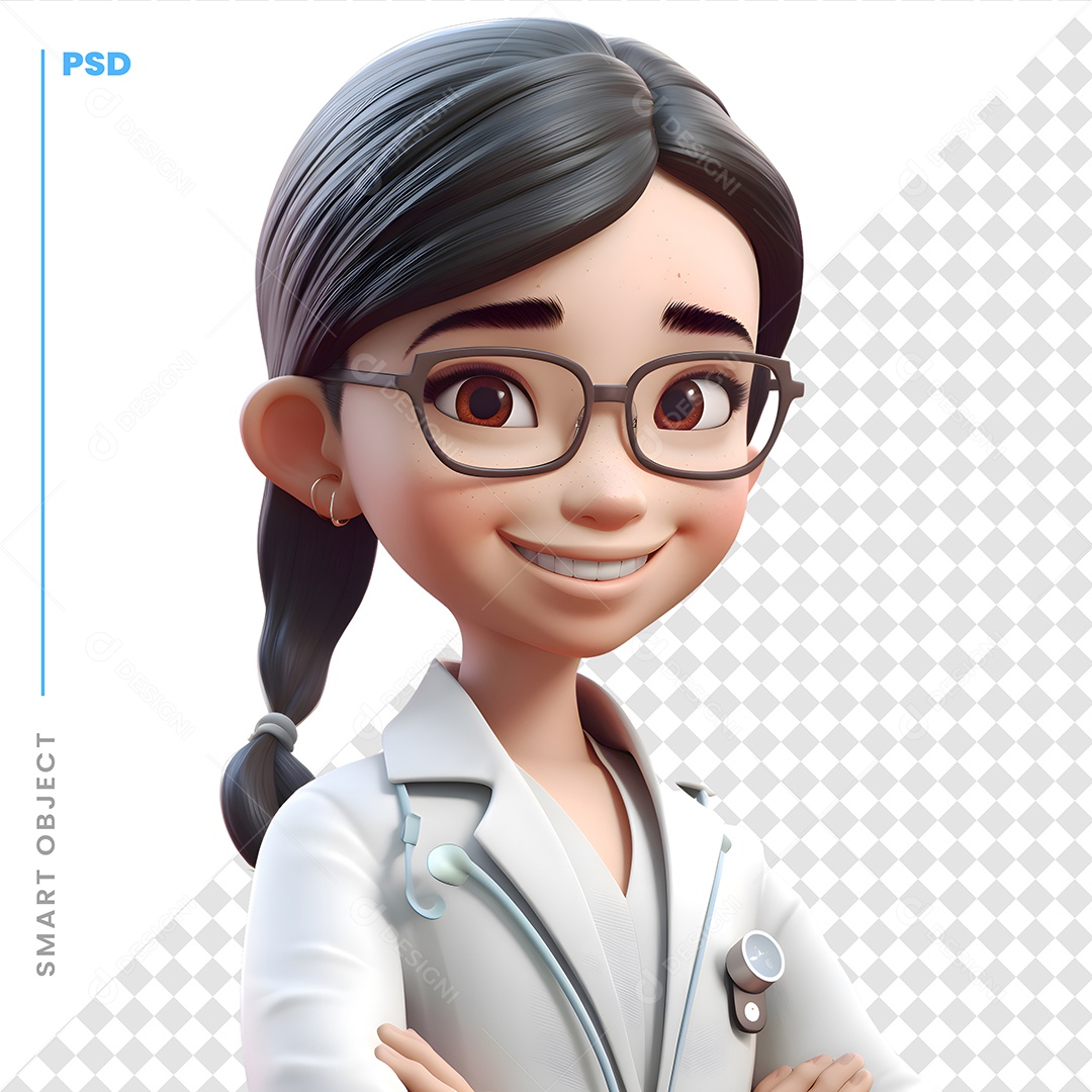 Mulher De Óculos Personagem 3D Para Composição PSD