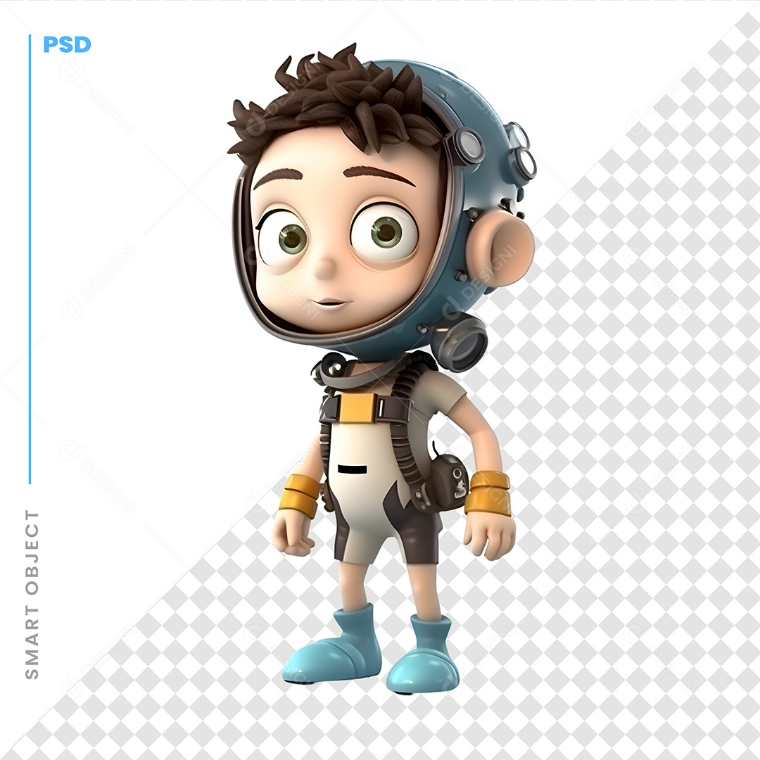 Garoto Astronauta Personagem 3D Para Composição PSD