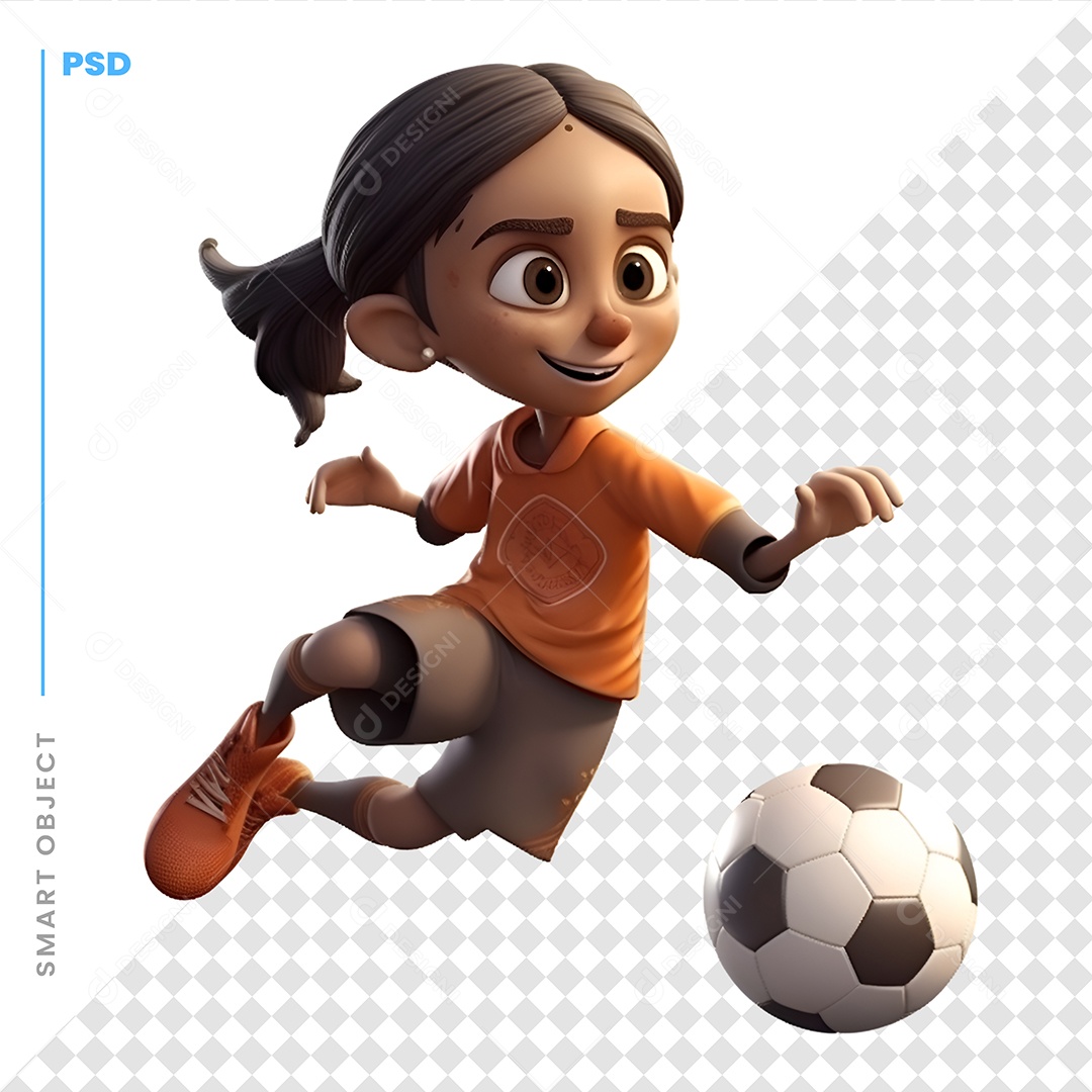 Jogadora De Futebol Personagem 3D Para Composição PSD