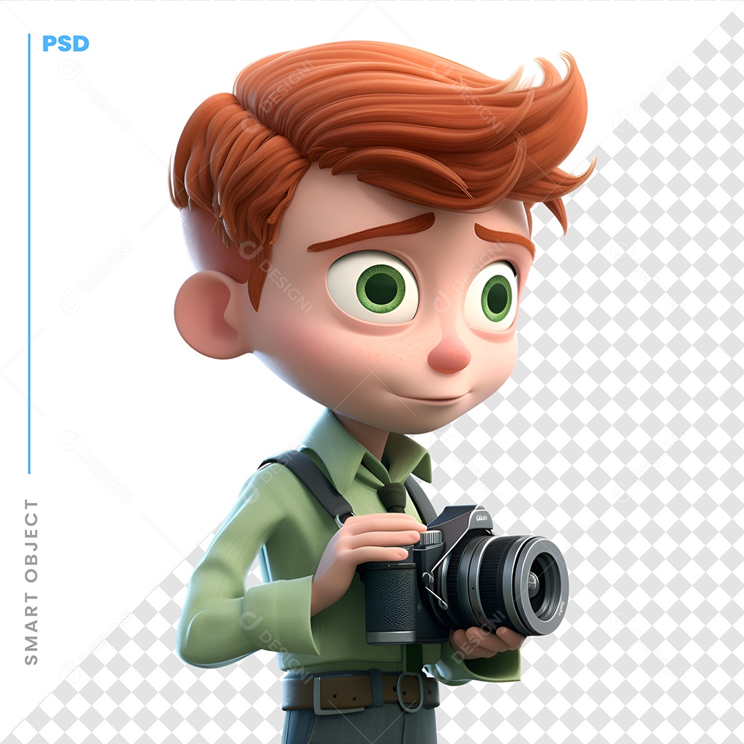 Garota Com Uma Câmara Personagem 3D Para Composição PSD