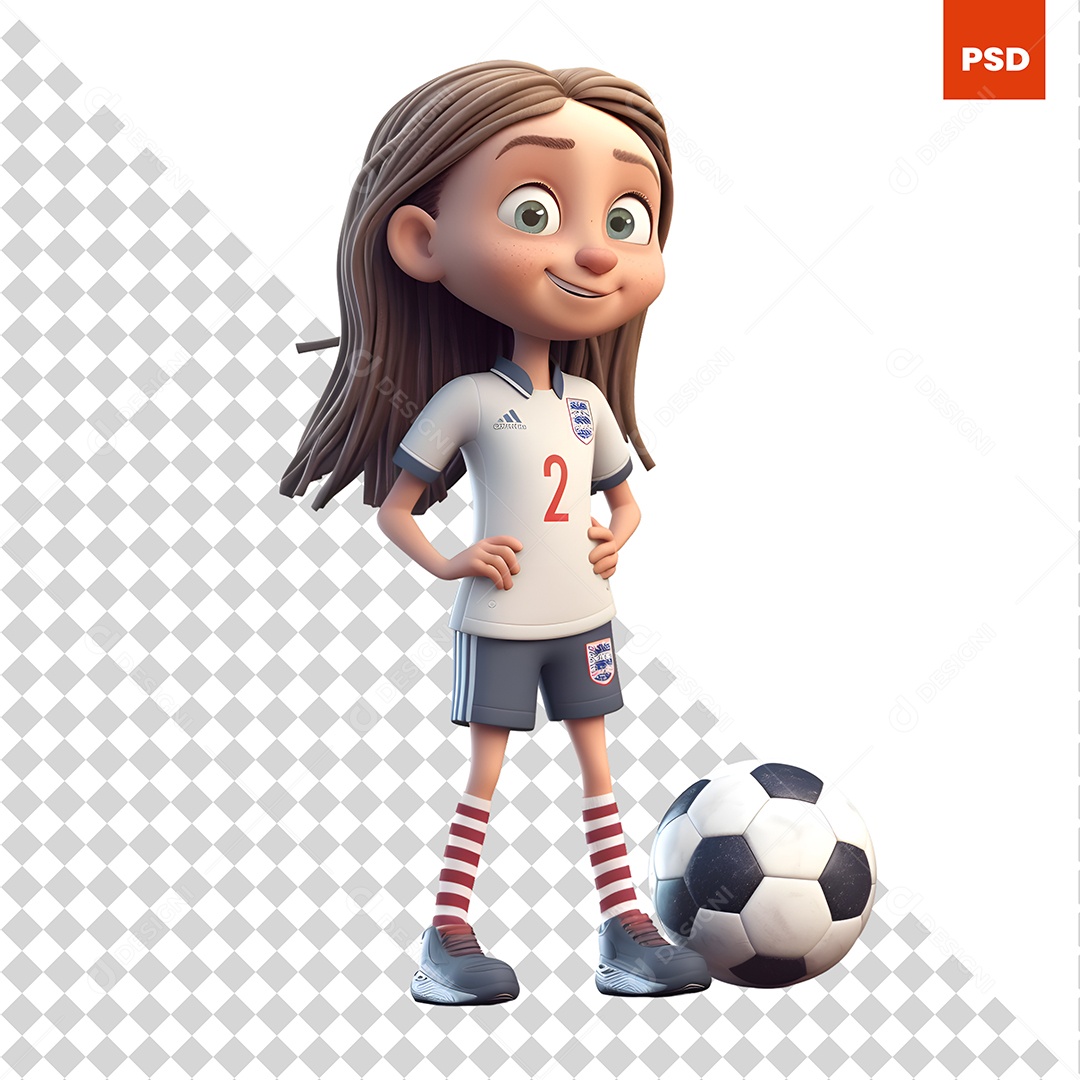 Jogadora De futebol Personagem 3D Para Composição PSD