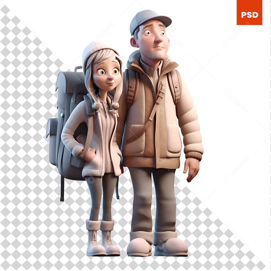 Casal Personagem 3D Para Composição PSD