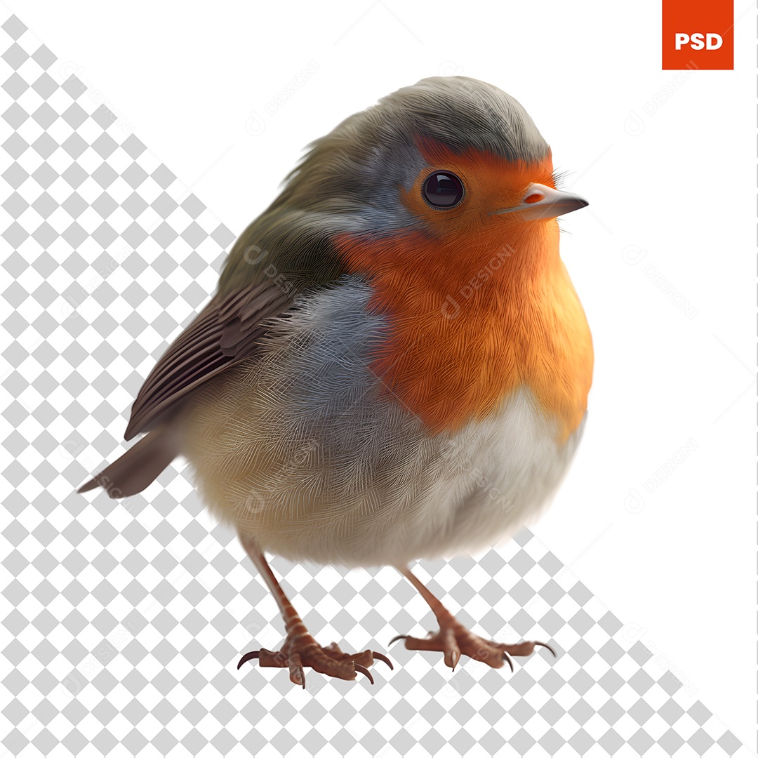 Pisco De Peito Ruivo 3D Para Composição PSD