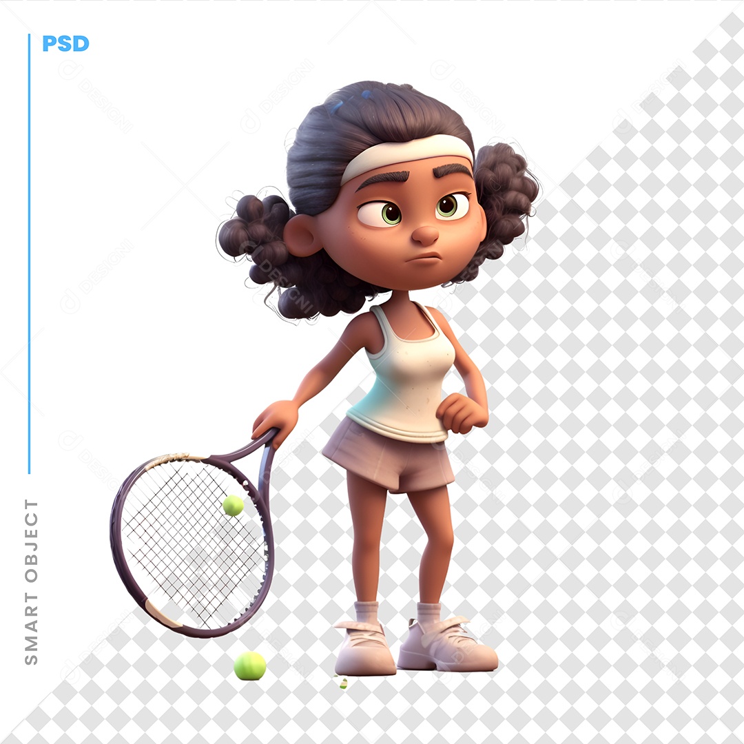 Garota Tenista Personagem 3D Para Composição PSD