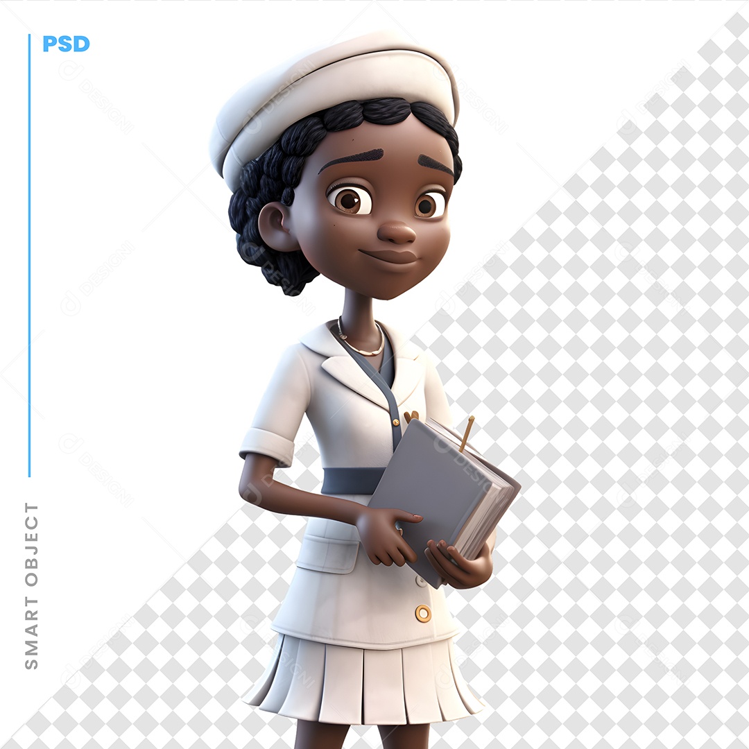 Garota Segurando Um Livro Personagem 3D Para Composição PSD