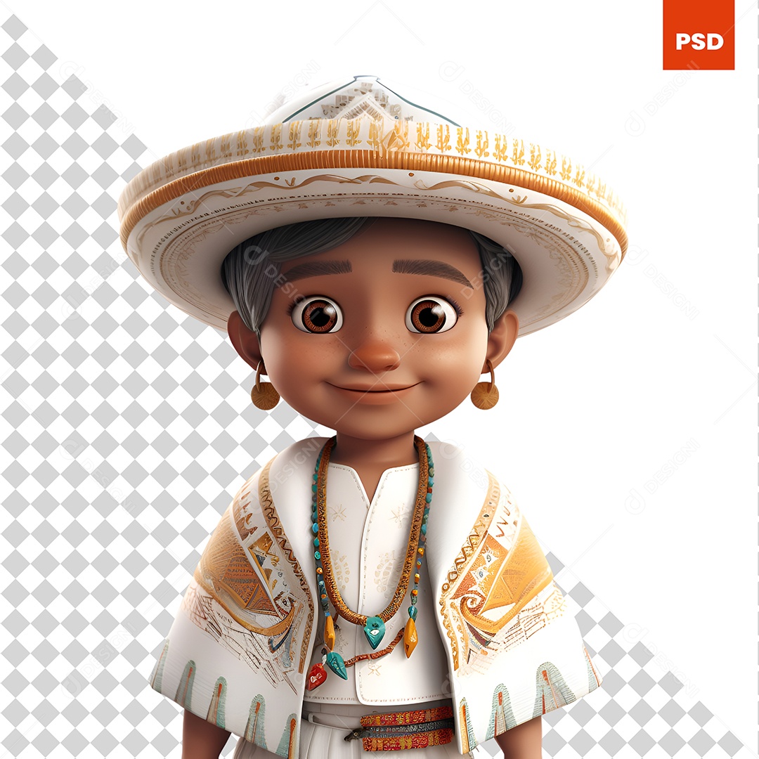 Garoto Mexicano Personagem 3D Para Composição PSD