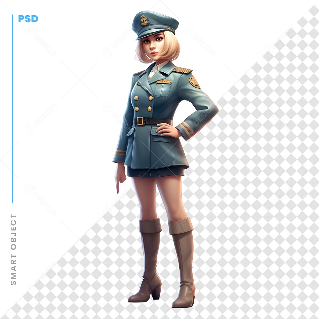 Mulher Policial Personagem 3D Para Composição PSD