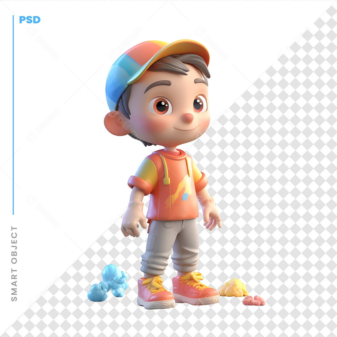 Garotinho Personagem 3D Para Composição PSD