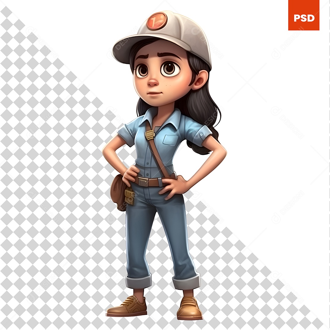 Mulher Guia Personagem 3D Para Composição PSD