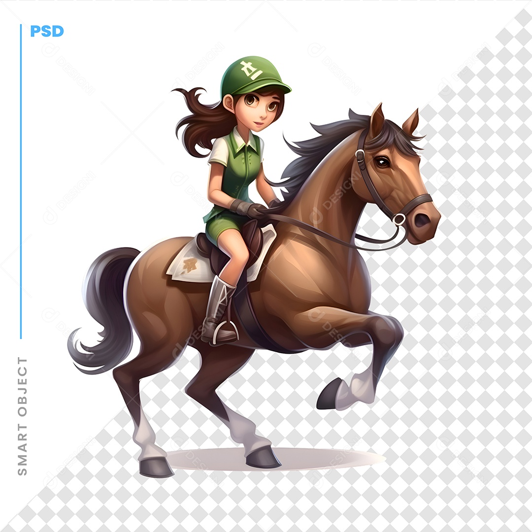 Garota Em Cima De Um Cavalo Personagem 3D Para Composição PSD