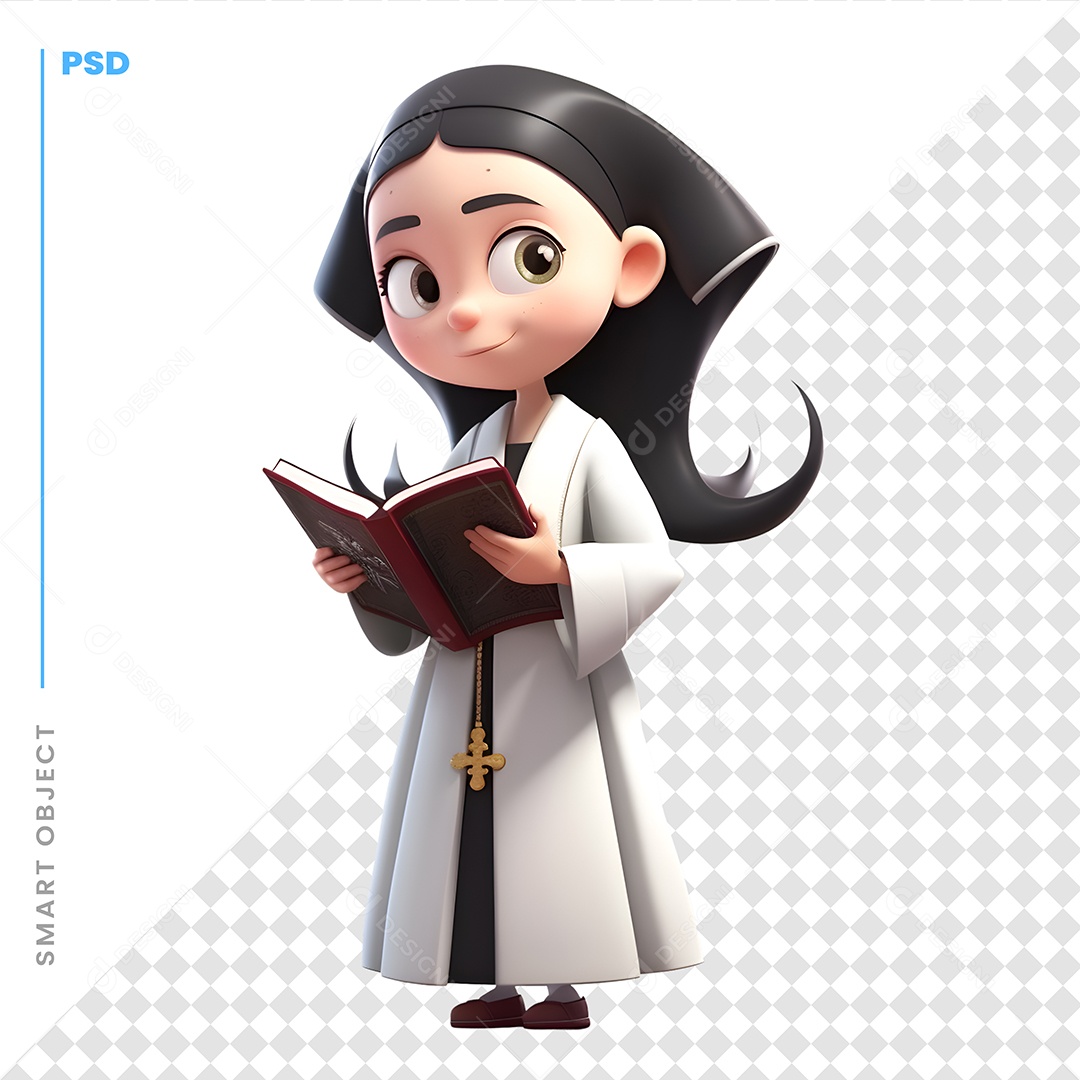 Freira Personagem 3D Para Composição PSD