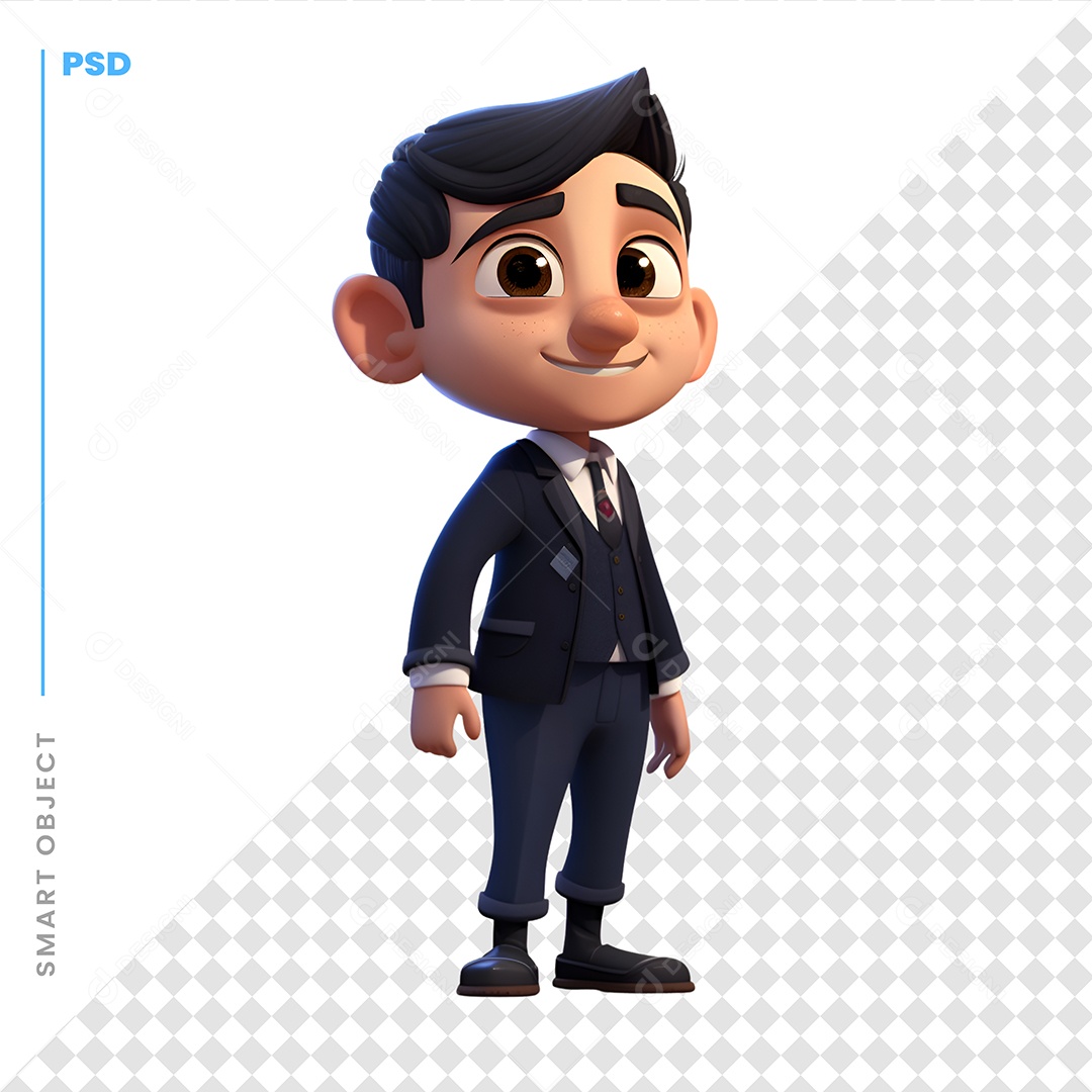 Homem De Terno Personagem 3D Para Composição PSD