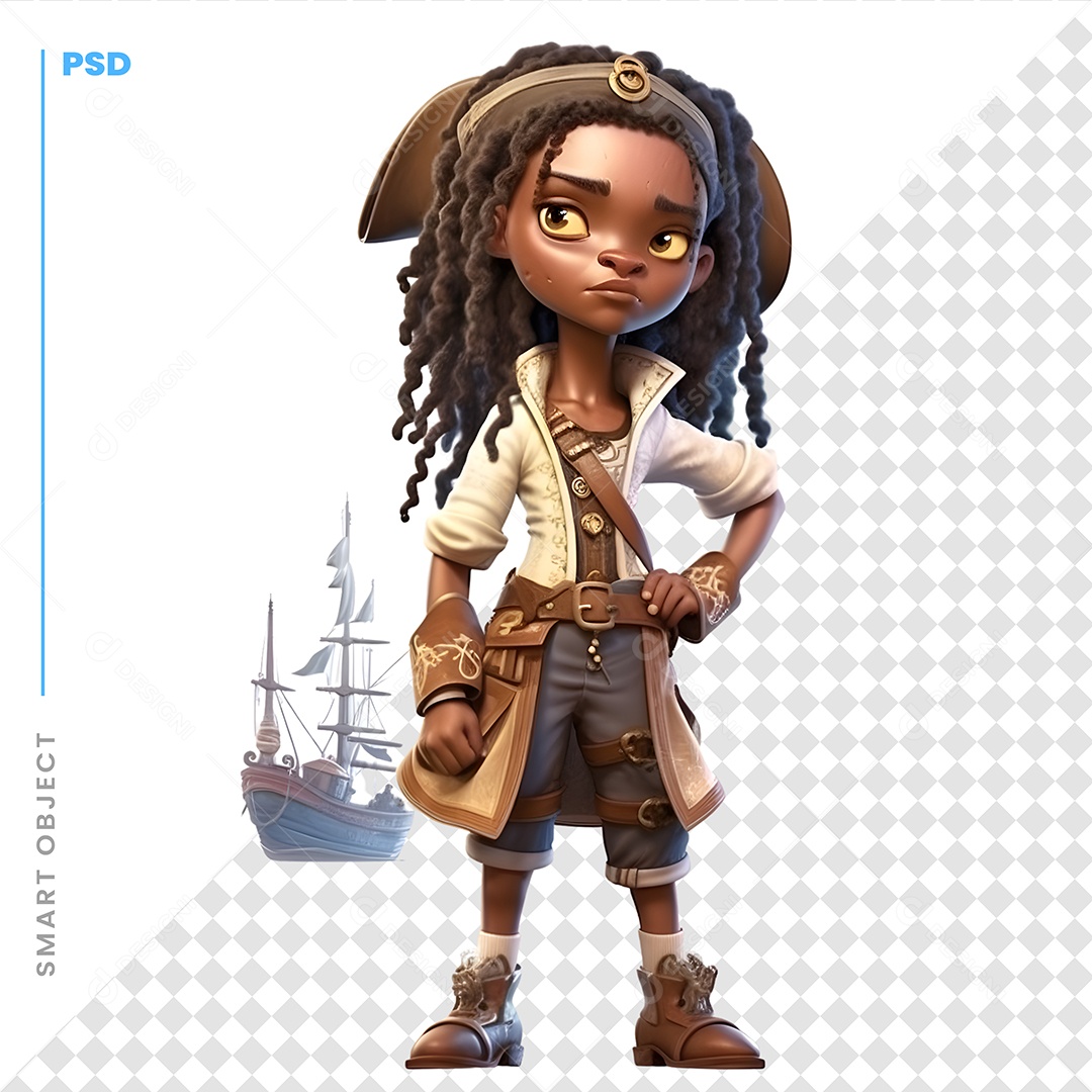 Mulher Pirata Personagem 3D Para Composição PSD