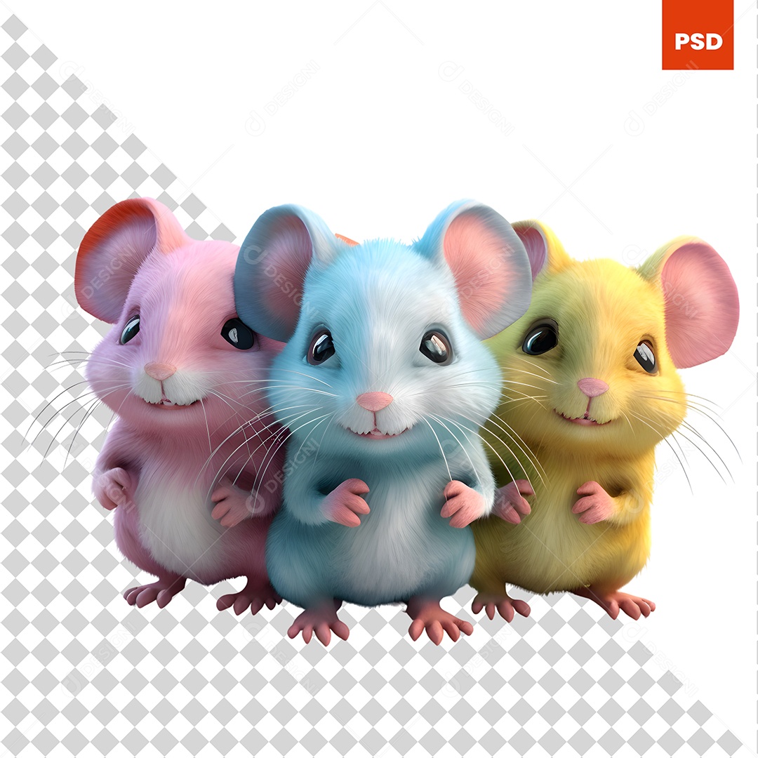 Ratinhos Personagem 3D Para Composição PSD