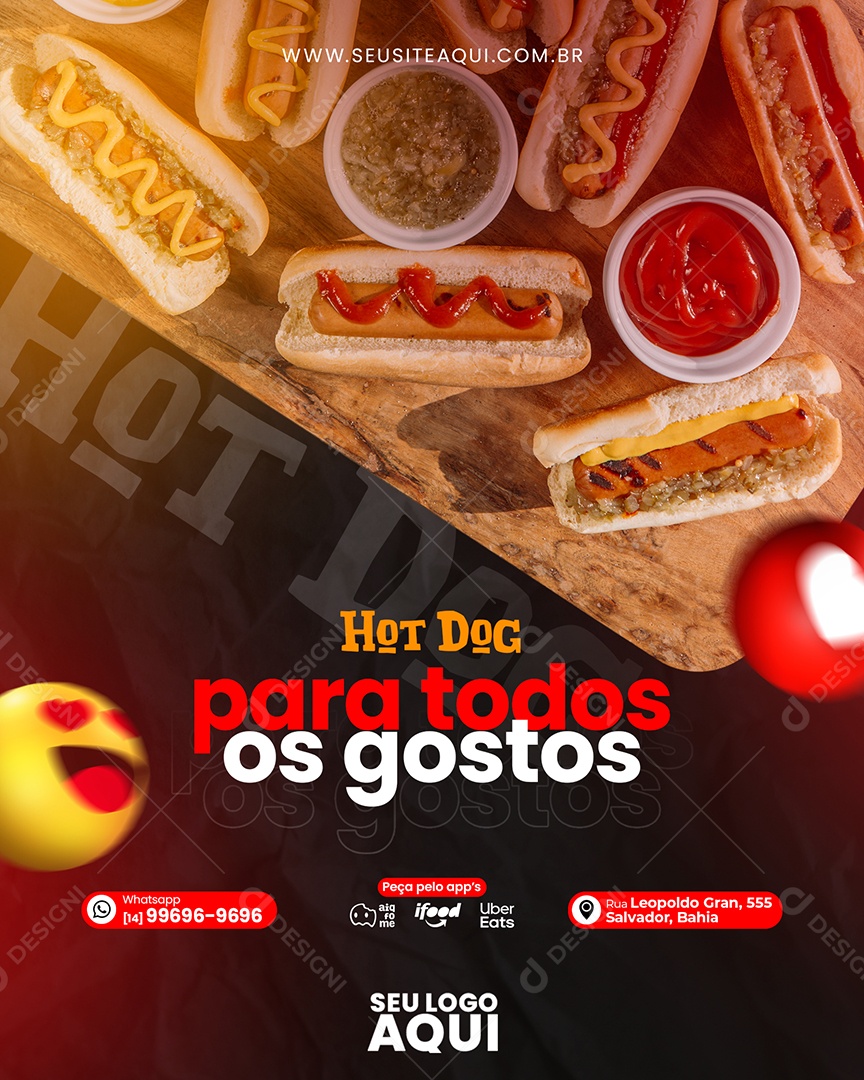 Hot Dog Para Todos Os Gostos Social Media PSD Editável