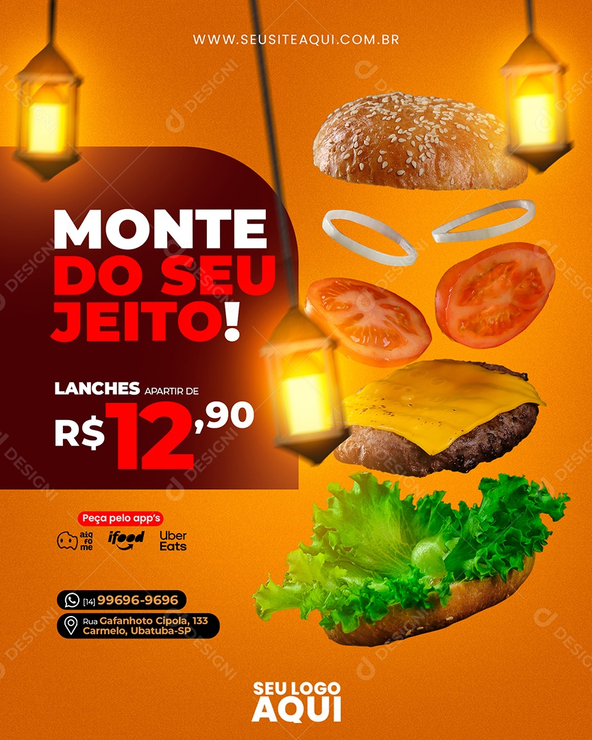 Social Media Monte Do Seu Jeito Hamburgueria PSD Editável