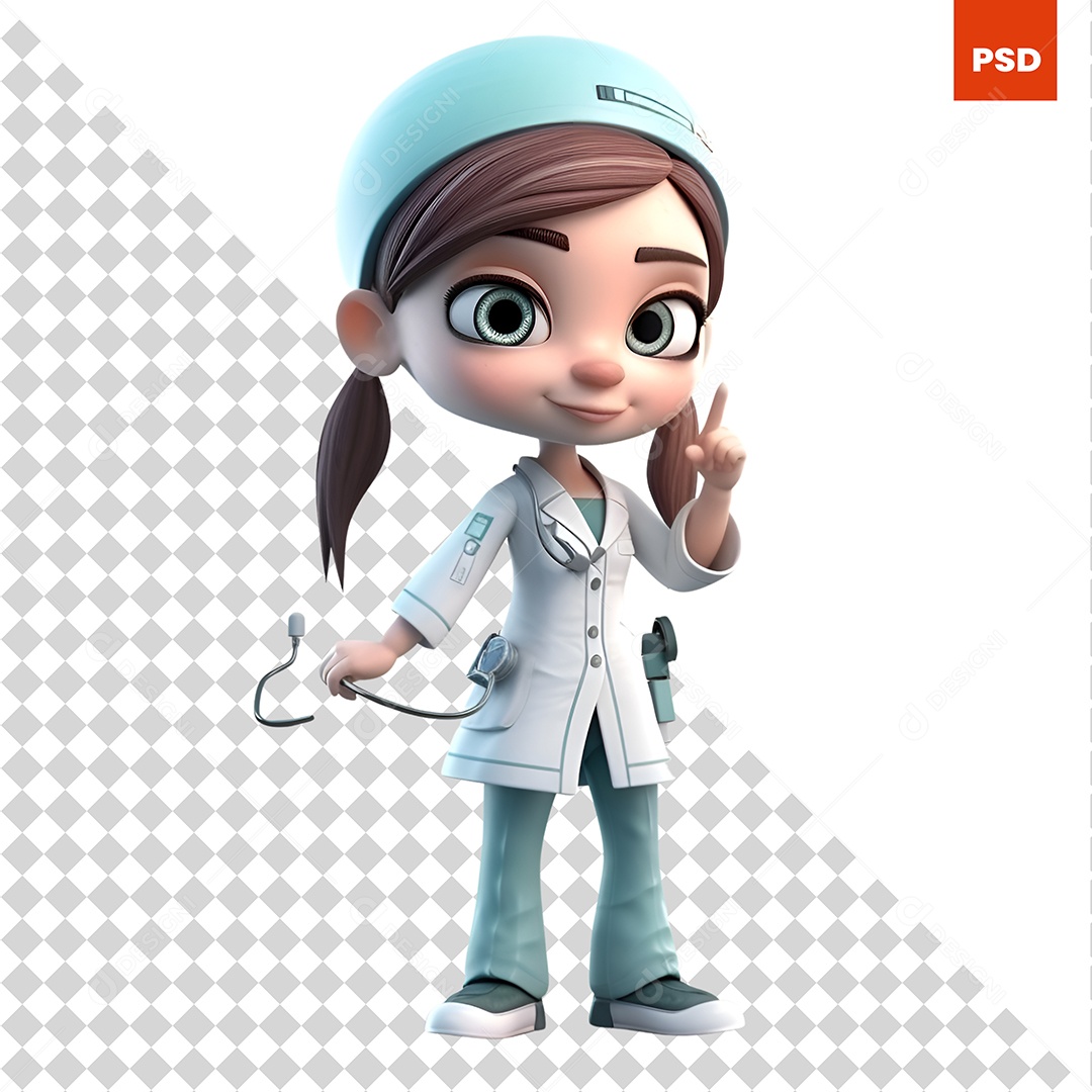 Enfermeira Personagem 3D Para Composição PSD