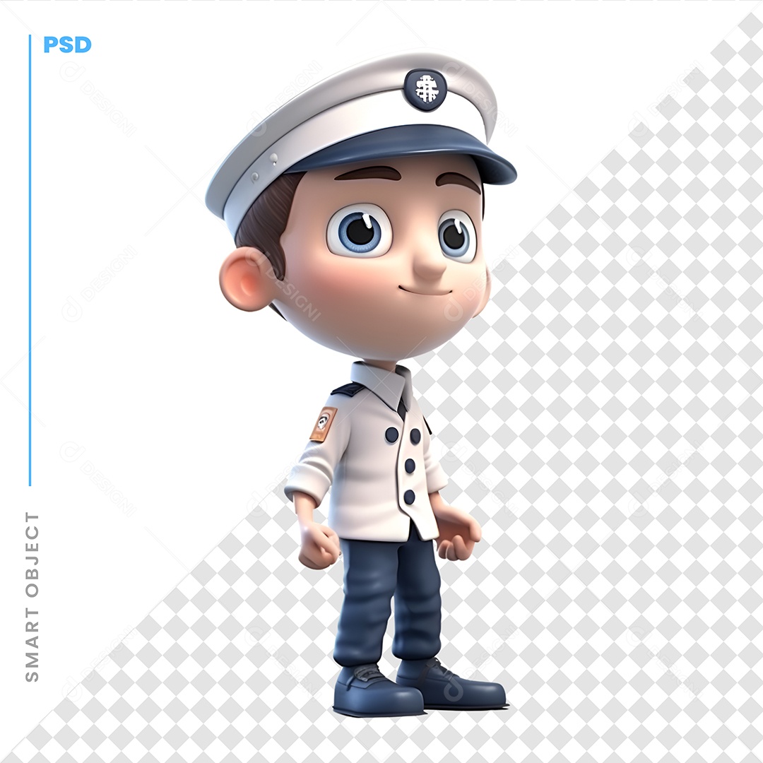 Capitão Personagem 3D Para Composição PSD