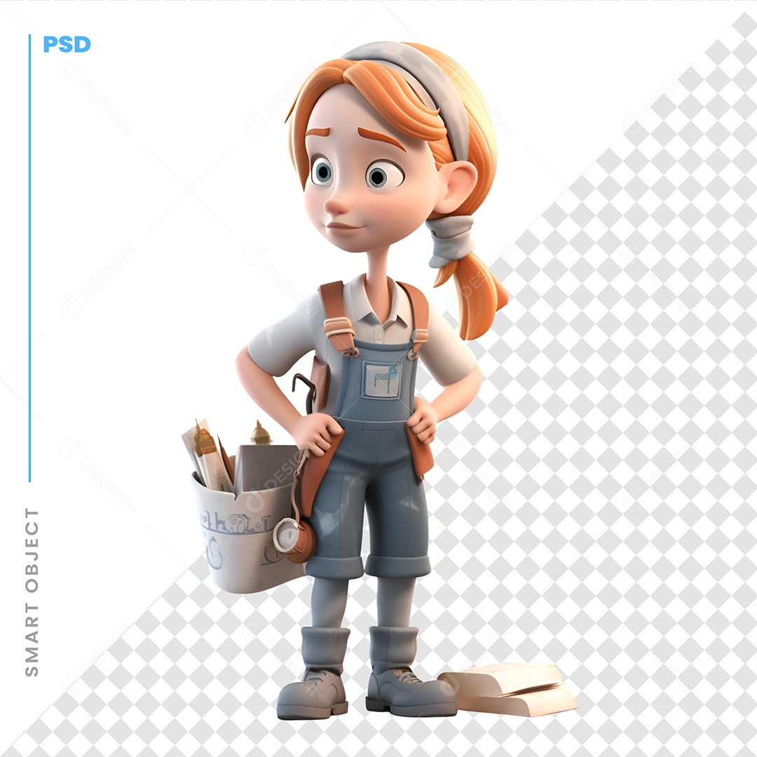 Mulher Com Ferramentas Personagem 3D Para Composição PSD