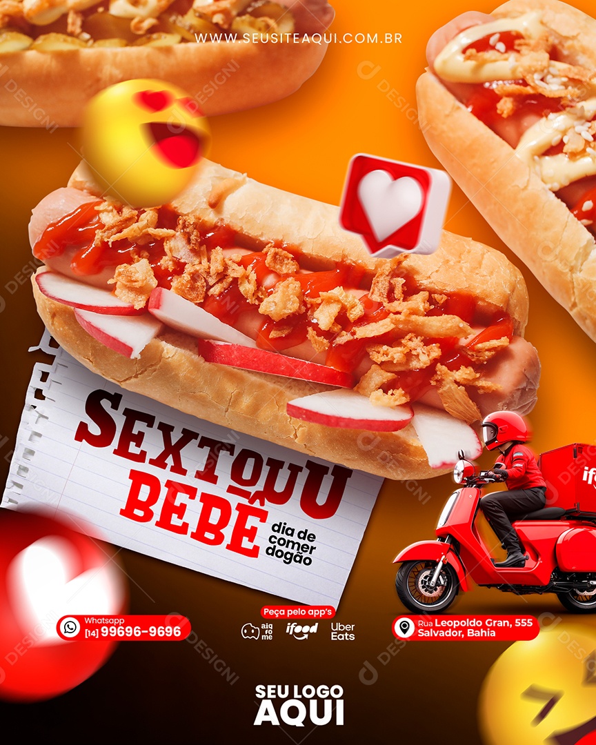 Sextouu Bebe Dia De Comer Dogão Hot Dog Social Media PSD Editável