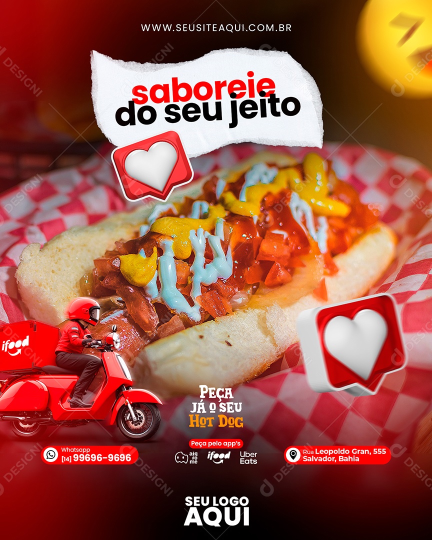 Social Media Saboreie Do Seu Jeito Hot Dog PSD Editável