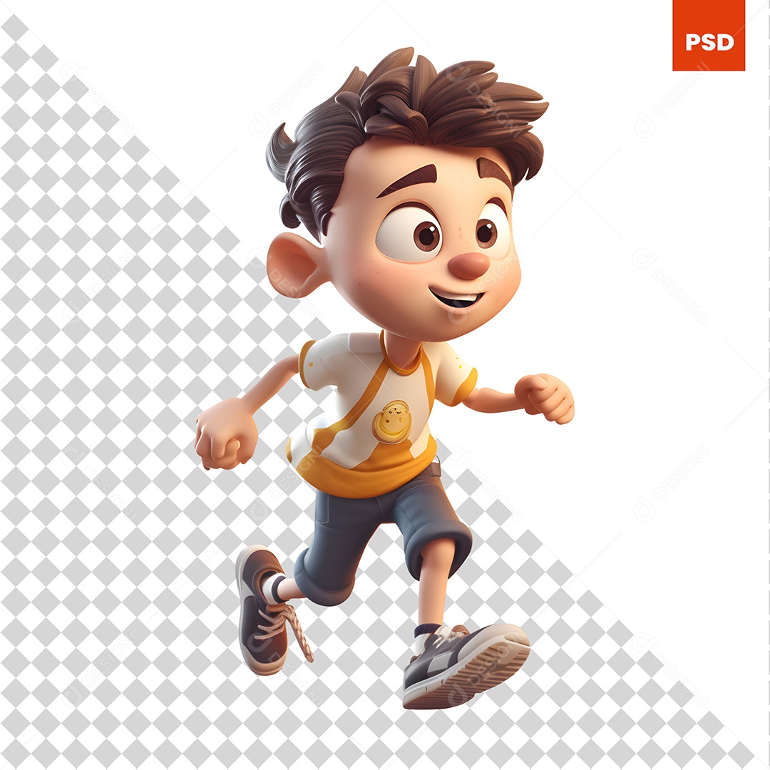 Garoto Correndo Personagem 3D Para Composição PSD