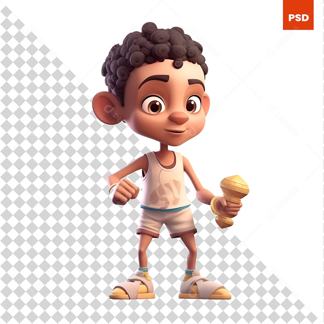 Menino Com m Sorvete Personagem 3D Para Composição PSD
