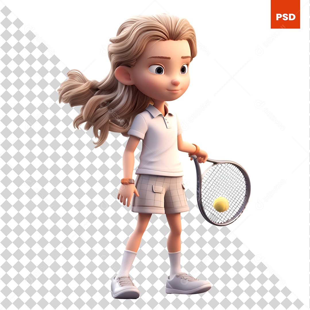 Garota Tenista Personagem 3D Para Composição PSD