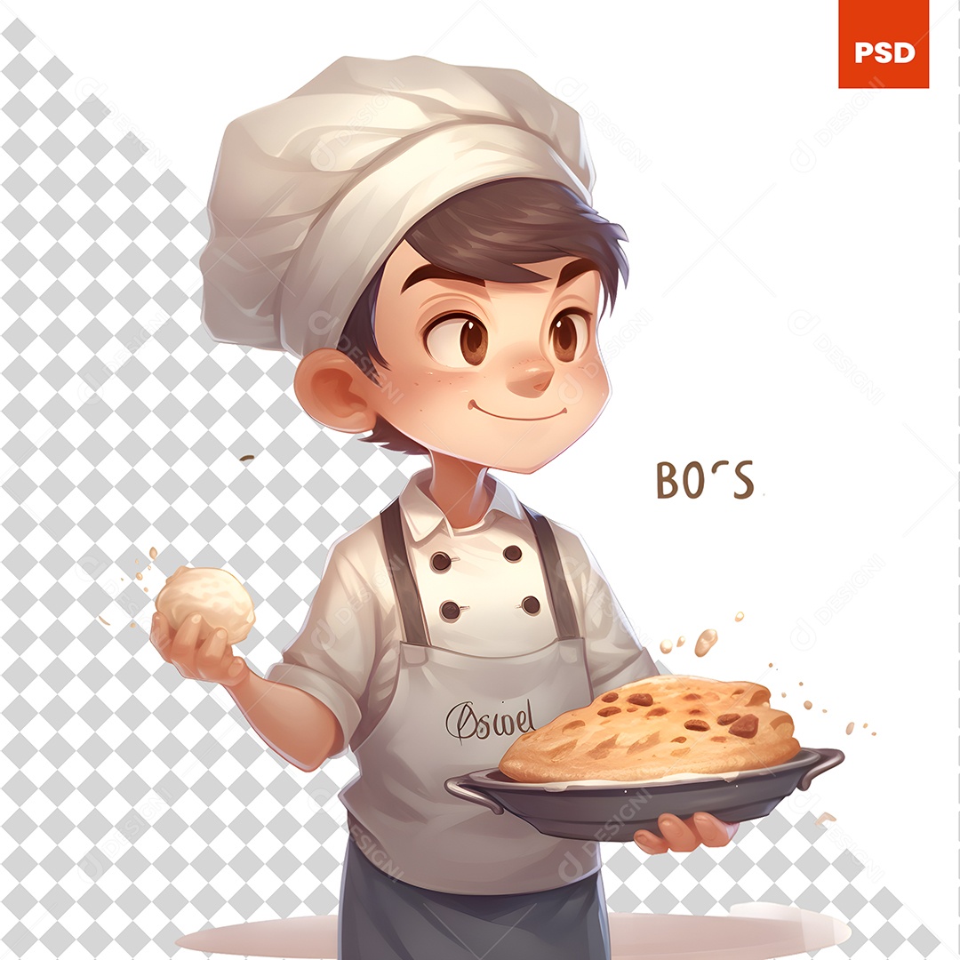 Cozinheiro Personagem 3D Para Composição PSD