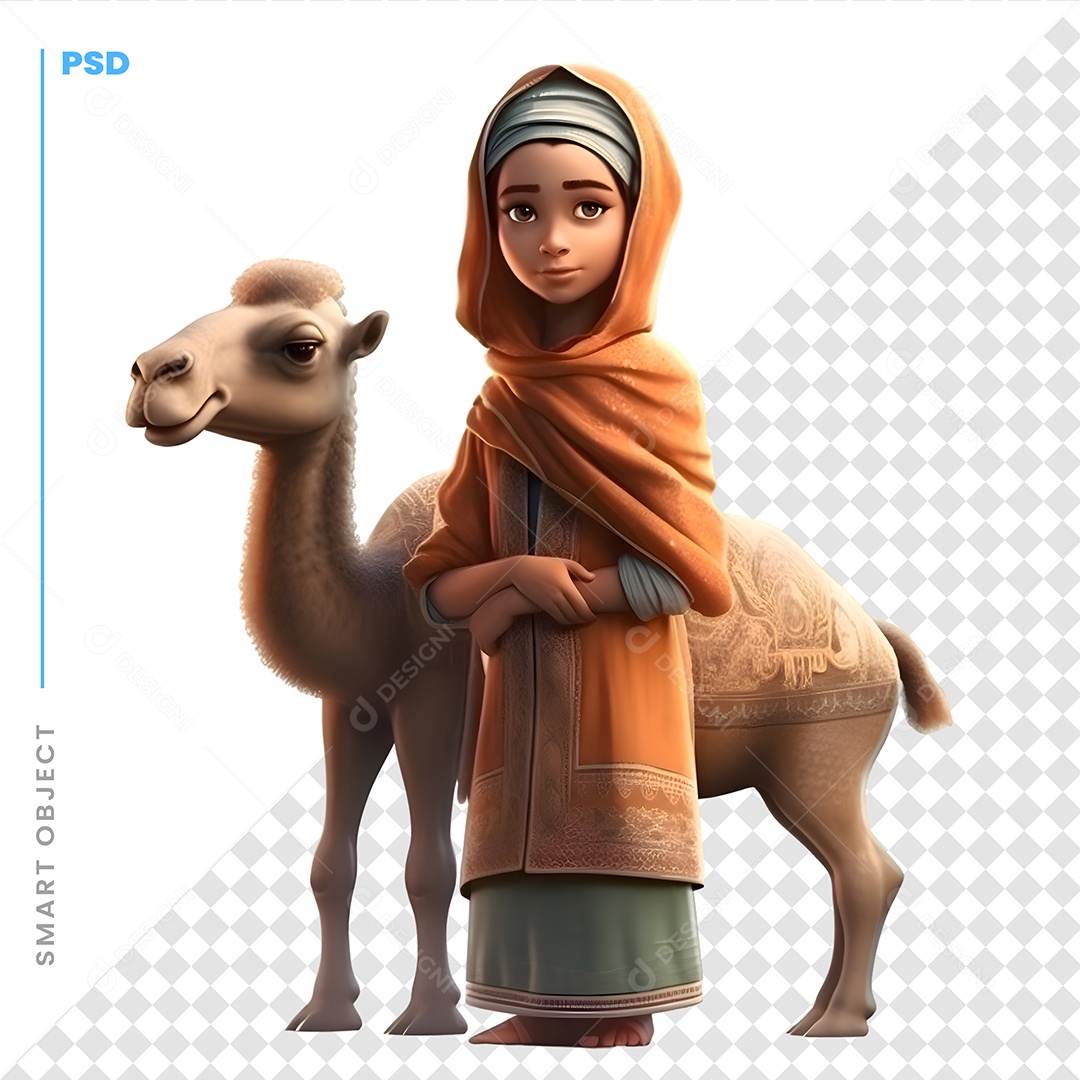 Mulher muçulmana Personagem 3D Para Composição PSD