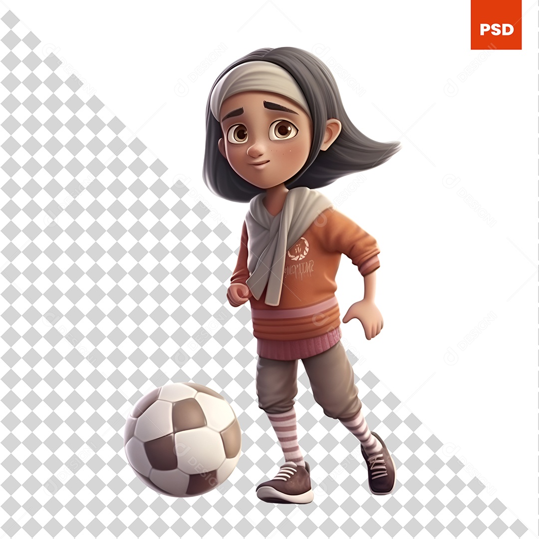 Jogadora De Futebol Personagem 3D Para Composição PSD