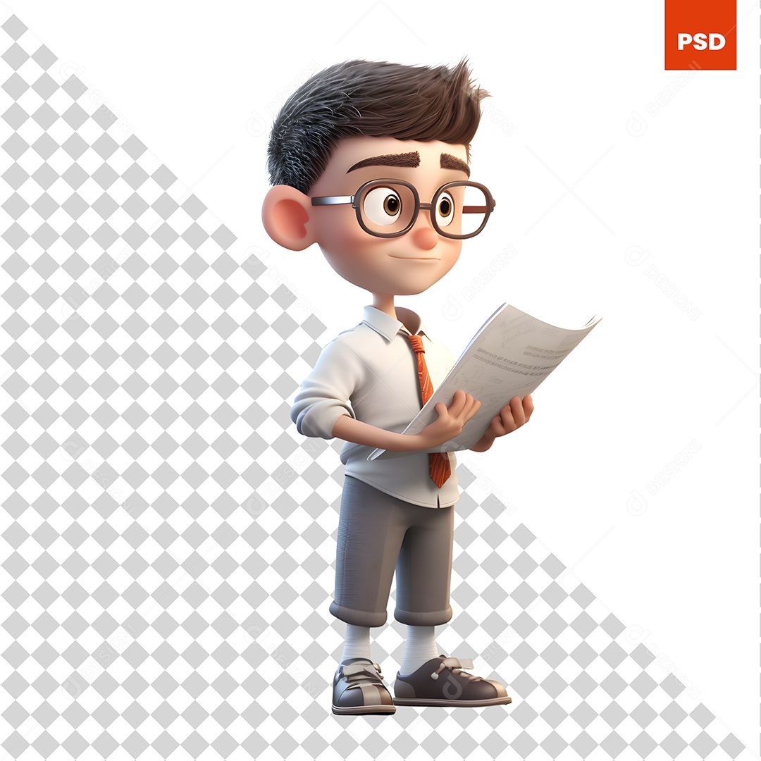 Nerd Personagem 3D Para Composição PSD