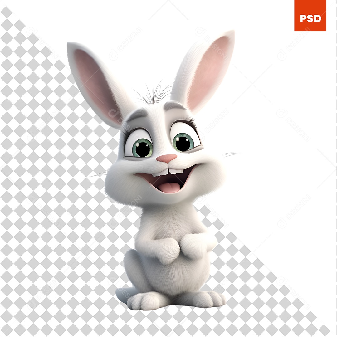 Coelho Personagem 3D Para Composição PSD