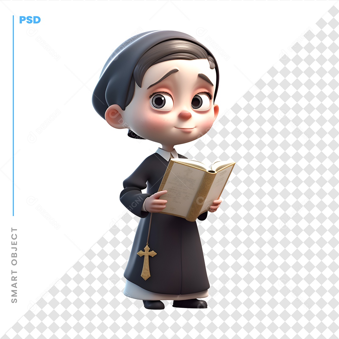 Padre Personagem 3D Para Composição PSD