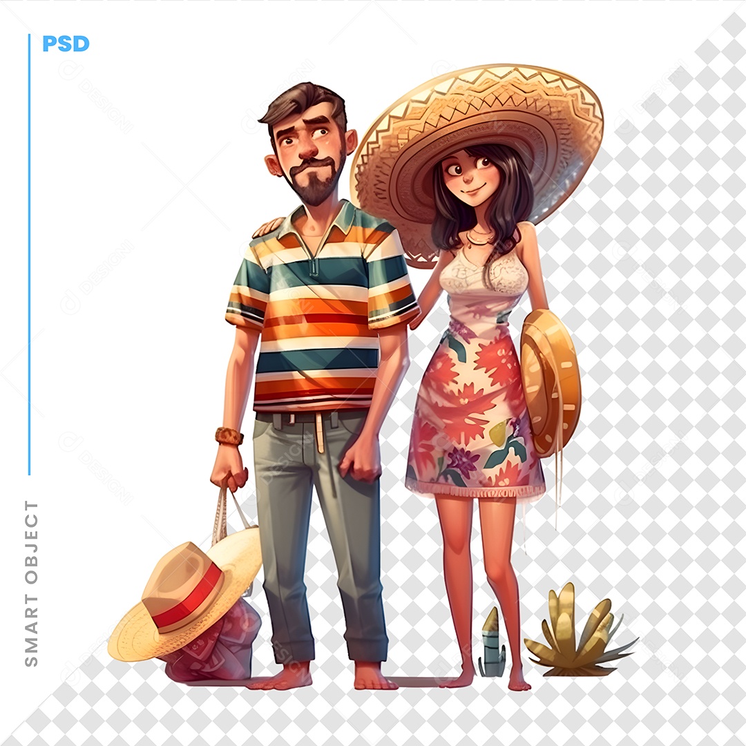 Desenho Casal 3D Para Composição PSD