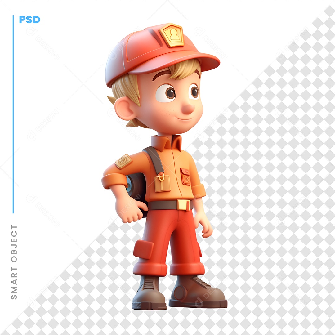 Trabalhador Personagem 3D Para Composição PSD