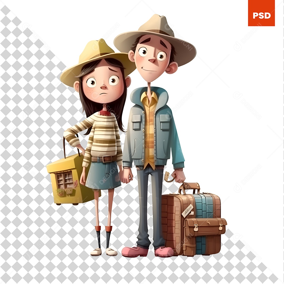 Casal Personagem 3D Para Composição PSD