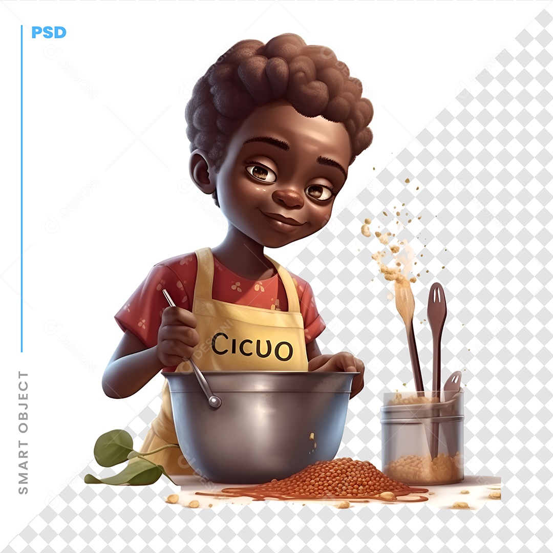 Garoto Cozinheiro Personagem 3D Para Composição PSD